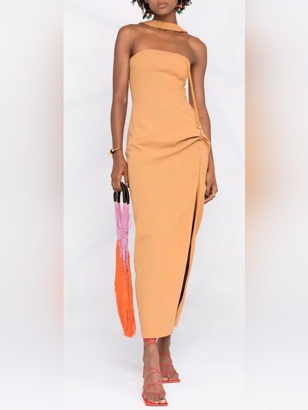 Jacquemus Mustard Tan Strapless Maxi Dress Size M